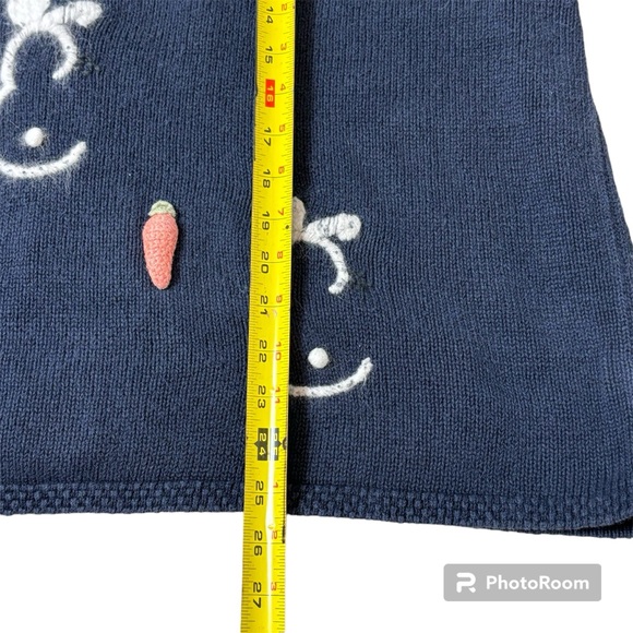Vintage CJ Banks 1x Sweater Hand Embroidered Bunnies Carrots Easter Button Down - Picture 6 of 8